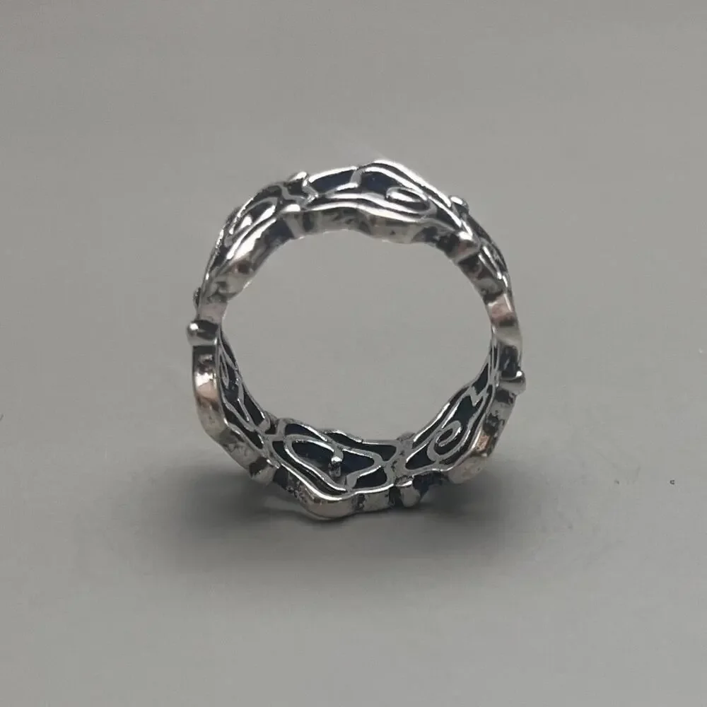 Vintage Silver Wrapped Rose Ring – Size 8, Unisex, Brand New